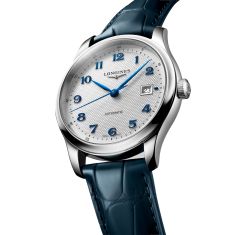 Longines Master Collection Automatic Silver Dial Blue Leather Strap Watch 41mm - L29504732