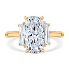 3 5/8ctw Elongated Cushion Lab Grown Diamond 14k Yellow Gold Engagement Ring