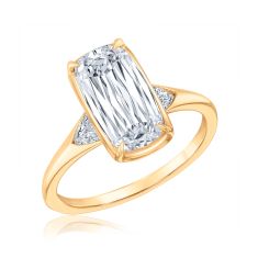 3 1/5ctw Elongated Cushion Lab Grown Diamond 14k Yellow Gold Engagement Ring