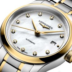 Longines Master Collection White Mother of Pearl Diamond Dial Two-Tone Stainless Steel Watch 30mm - L24495877