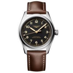 Longines Spirit Pilot Black Dial Brown Leather Strap Watch 39mm - L38094532 Longines Spirit Pilot Black Dial Brown Leather Strap Watch 39mm - L38094532