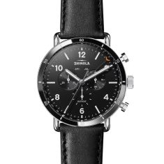 Previously Owned Shinola The Canfield Sport Chronograph Black Dial Leather Strap Watch 45mm - S0120089889 1