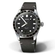 Previously Owned Oris Divers 65 12H Calibre 400 Black Leather Strap Watch 40mm - 400 7772 4054 5 20 82