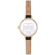 COACH Iris White Dial Black Leather Strap Watch 22.5mm - 14504654-T