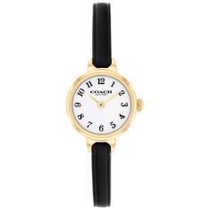 COACH Iris White Dial Black Leather Strap Watch 22.5mm - 14504654-T COACH Iris White Dial Black Leather Strap Watch 22.5mm - 14504654-T