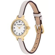 COACH Iris White Dial Chalk Leather Strap Watch 22.5mm - 14504655-T