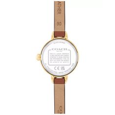 COACH Iris White Dial Saddle Brown Leather Strap Watch 22.5mm - 14504656-T