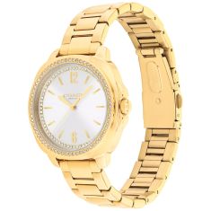 COACH Kitt Crystal Accent Silver Dial Gold-Tone Stainless Steel Bracelet Watch 34mm - 14504636-T