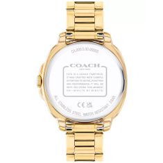 COACH Kitt Crystal Accent Silver Dial Gold-Tone Stainless Steel Bracelet Watch 34mm - 14504636-T