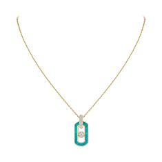 Messika So Move 1/2ctw Diamond Pave Amazonite 18k Yellow Gold Pendant Necklace 1