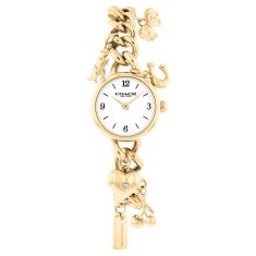 COACH Iris White Dial Gold-Tone Stainless Steel Charm Bracelet Watch 22.5mm - 14504648 COACH Iris White Dial Gold-Tone Stainless Steel Charm Bracelet Watch 22.5mm - 14504648