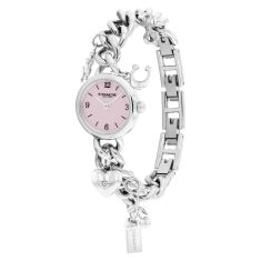 COACH Iris Lavender Dial Stainless Steel Charm Bracelet Watch 22.5mm - 14504649