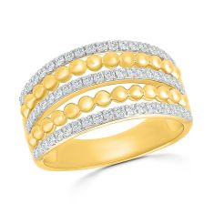 3/8ctw Diamond 10k Yellow Gold Beaded Multi-Row Ring - 80th Anniversary Bubble Collection 1