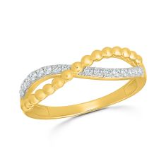 1/6ctw Diamond 10k Yellow Gold Beaded Twist Ring - 80th Anniversary Bubble Collection 1