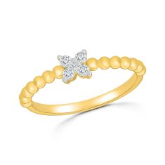 1/8ctw Diamond 10k Yellow Gold Beaded Floral Ring - 80th Anniversary Bubble Collection 1