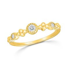 1/8ctw Diamond 10k Yellow Gold Beaded Fashion Ring - 80th Anniversary Bubble Collection 1