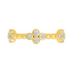 1/6ctw Diamond 10k Yellow Gold Beaded Fashion Ring - 80th Anniversary Bubble Collection