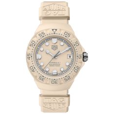 TAG Heuer FORMULA 1 Solargraph Pastel Beige Dial Beige Rubber Strap Limited Edition Watch 38mm - WBY1164.FT8114