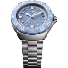 TAG Heuer FORMULA 1 Solargraph Pastel Blue Diamond Dial Stainless Steel Limited Edition Watch 38mm - WBY111C.BA0042