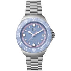 TAG Heuer FORMULA 1 Solargraph Pastel Blue Diamond Dial Stainless Steel Limited Edition Watch 38mm - WBY111C.BA0042