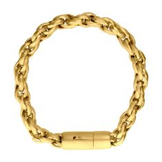 INOX Gold Ion-Plated Stainless Steel 8mm Faceted Rope Chain Bracelet