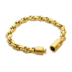 INOX Gold Ion-Plated Stainless Steel 8mm Faceted Rope Chain Bracelet