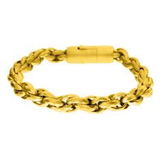 INOX Gold Ion-Plated Stainless Steel 8mm Faceted Rope Chain Bracelet INOX Gold Ion-Plated Stainless Steel 8mm Faceted Rope Chain Bracelet