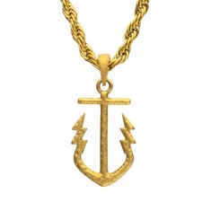 INOX Gold Ion-Plated Stainless Steel Neptune-Inspired Anchor