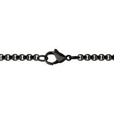 INOX Black Sapphire Black Ion-Plated Stainless Steel Copper Carbon Cross Pendant Necklace