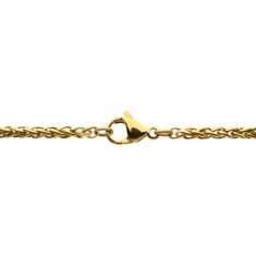INOX Black Sapphire Gold Ion-Plated Stainless Steel Crucifix Pendant Necklace