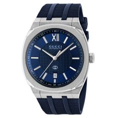 Gucci 25H Blue Dial Blue Rubber Strap Watch 40mm - YA163355