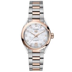 Previously Owned TAG Heuer CARRERA Date Automatic Mother-of-Pearl Diamond Dial Two-Tone Watch 29mm - WBN2450.BD0569