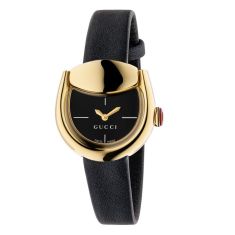 Men's Gucci G-Timeless Black Leather Strap Watch YA1264034A