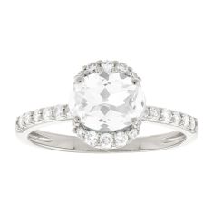 Oval Created White Sapphire Sterling Silver Ring Oval Created White Sapphire Sterling Silver Ring