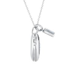 Created White Sapphire Sterling Silver Heart Locket Pendant Necklace