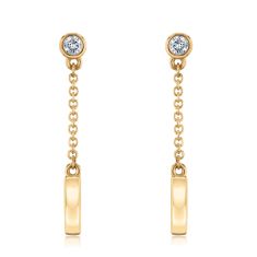 1/10ctw Diamond 10k Yellow Gold Chain Drop Earrings 1