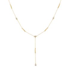 1/3ctw Diamond 10k Yellow Gold Bar Station Lariat Necklace 1