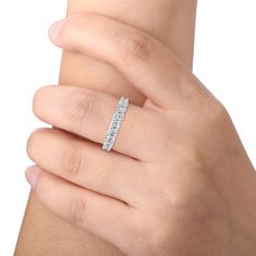 Luxfit™ 1ctw Round Diamond 14k White Gold Wedding Band- Sizes 6-7.5