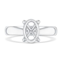 Luxfit 14k White Gold Solitaire Engagement Ring Setting - Size 6 - 7.5
