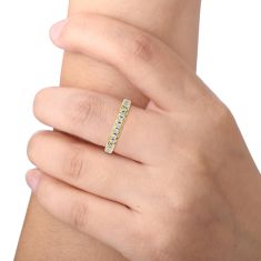 Luxfit™ 1 1/4ctw Round Diamond 14k Yellow Gold Eternity Wedding Band - Sizes 6-7.5
