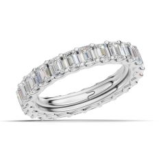 Luxfit™ 3 1/2ctw Emerald Diamond 14k White Gold Eternity Wedding Band - Sizes 6-7.5