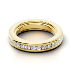 Luxfit 1 1/4ctw Round Diamond 14k Yellow Gold Eternity Wedding Band - Sizes 6-7.5