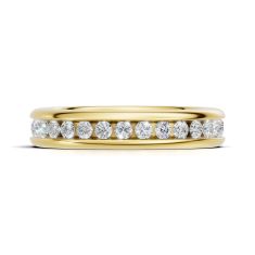 Luxfit 1 1/4ctw Round Diamond 14k Yellow Gold Eternity Wedding Band - Sizes 6-7.5