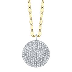 Shy Creation 1/4ctw Diamond 14k Two-Tone Pave Circle Sparkle Chain Necklace 1