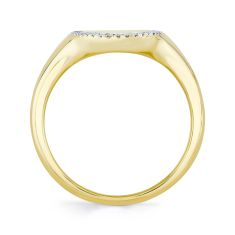 Shy Creation 1/10ctw Diamond 14k Yellow Gold Oval Signet Ring