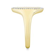 Shy Creation 1/10ctw Diamond 14k Yellow Gold Oval Signet Ring