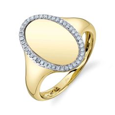 Shy Creation 1/10ctw Diamond 14k Yellow Gold Oval Signet Ring Shy Creation 1/10ctw Diamond 14k Yellow Gold Oval Signet Ring