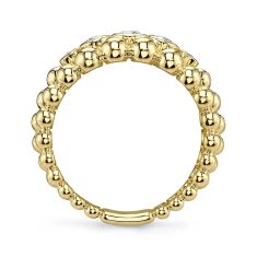 Shy Creation 1/3ctw Diamond 14k Yellow Gold Beaded Ring