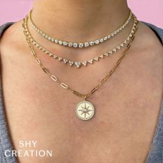 Shy Creation 6 3/4ctw Diamond 14k White Gold Tennis Necklace