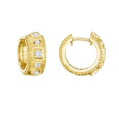 Penny Preville Round and Square Station 18k Yellow Gold Huggie Earrings 1